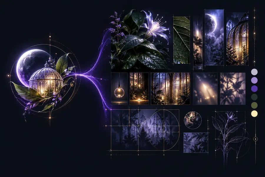 A short visual idea beside a more detailed image brief